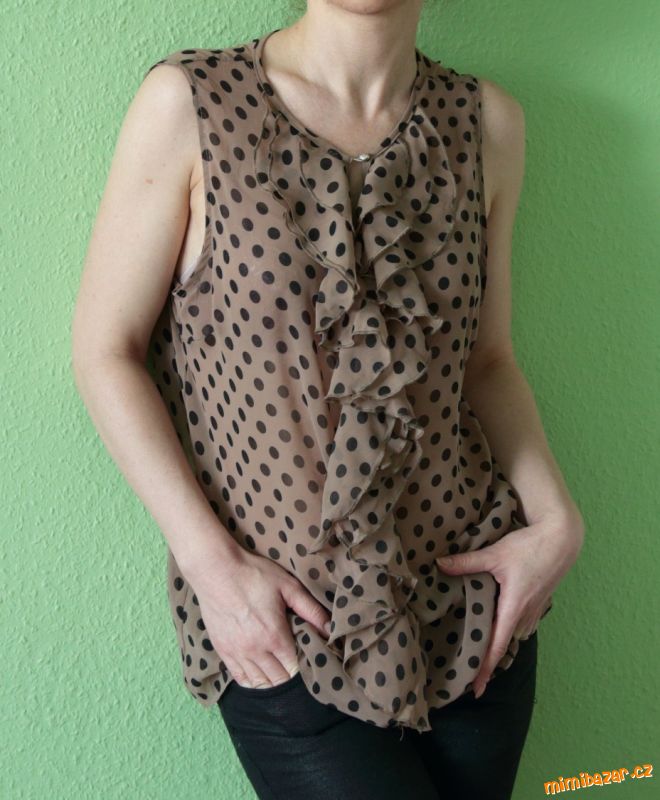 Puntíkatá retro halenka bez rukávů Sweewe M-L