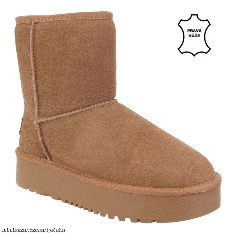 Válenky zimní nízké kozačky z pravé kůže ZIMA