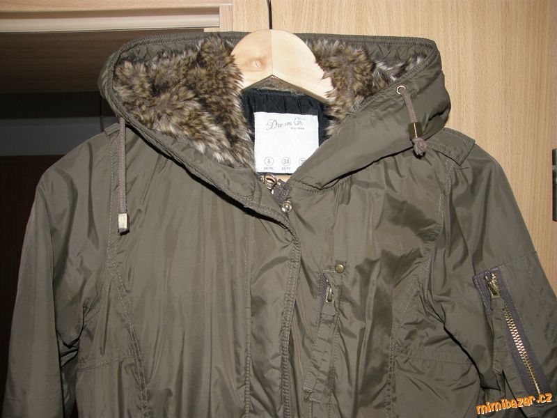 khaki šusťáková parka / zelenohnědá bunda s kapucí