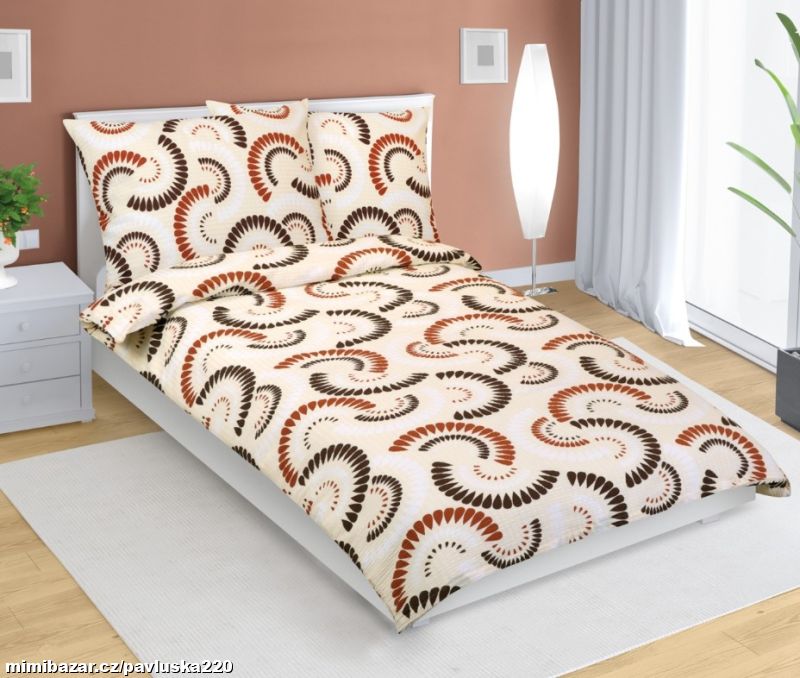 Povlečení krepové Vějířky hnědá, béžová