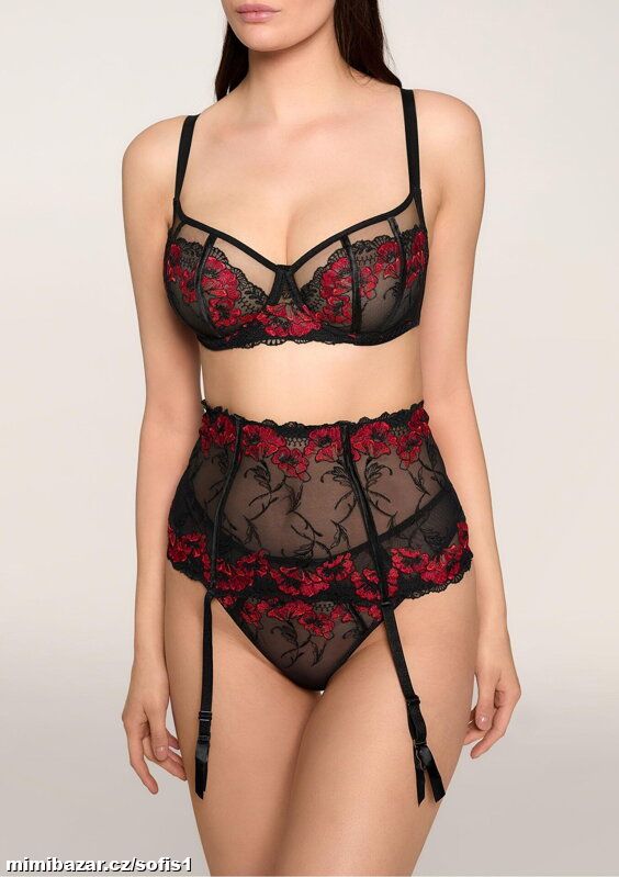 korzetový pás podväzkového strihu s výšivkou POPPY