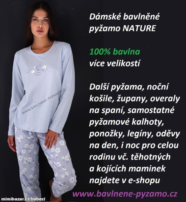 Dámské pyžamo dlouhé bavlněné NATURE