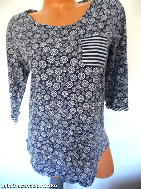 modro bílé květ triko s kapsičkou uk 12