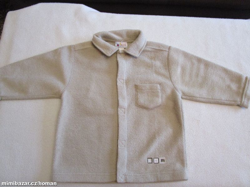 Pěkná flaušová mikina, zapínání na suchý zip