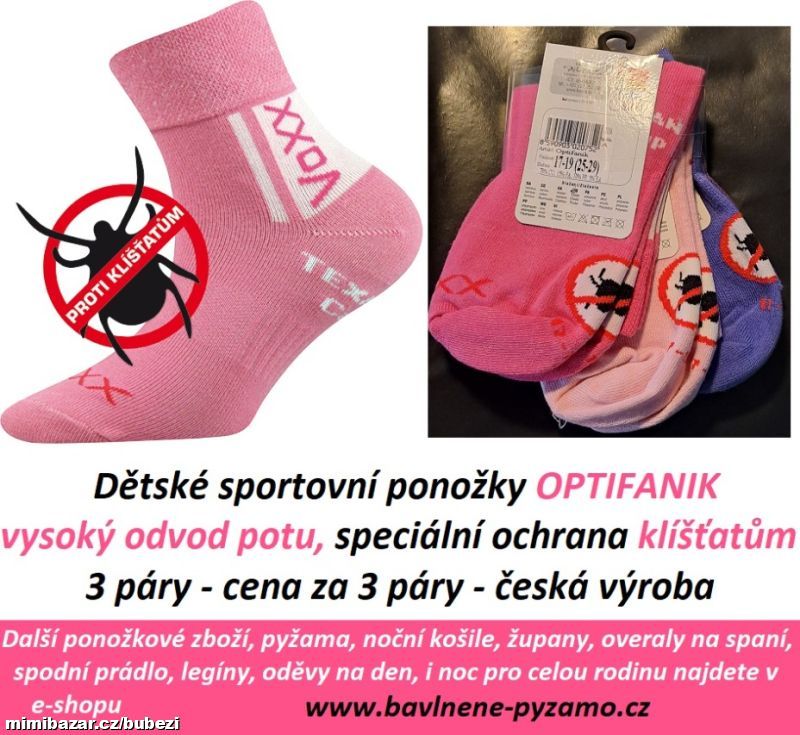 Dětské ponožky S ODVODEM POTU A PROTI KLÍŠŤATŮM