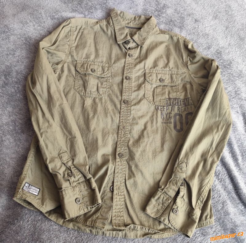 Zelená košile s dlouhým rukávem vel.146/152