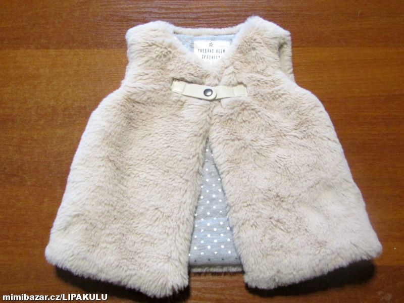KRÉMOVÁ KOŽÍŠKOVÁ VESTIČKA VEL.86-92