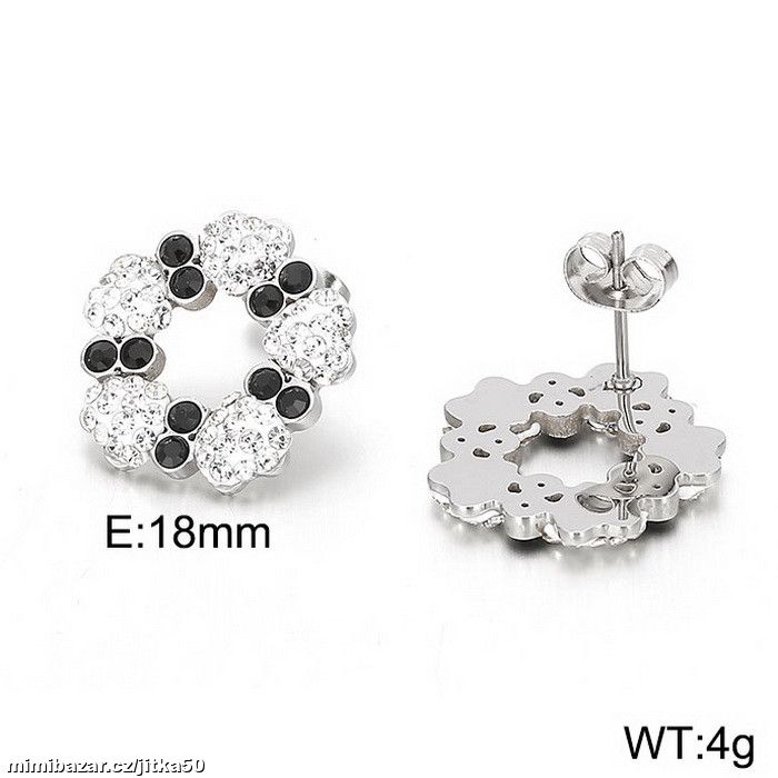 Náušnice z chir oceli kytičky s kamínky SKLADEM