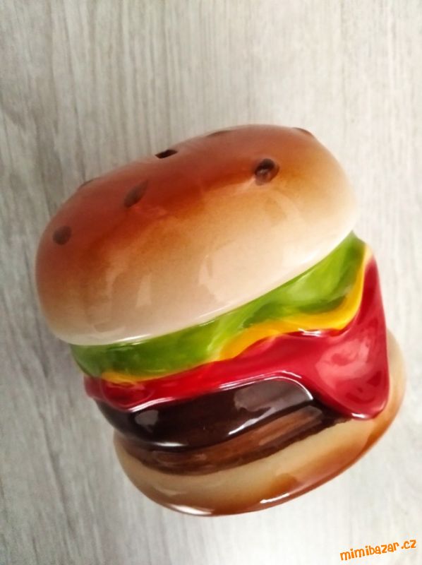 Hamburger - velká keramická pokladnička s glazurou