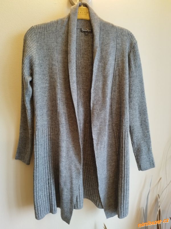 Svetr, kardigan šedy v.L, ale je M či i S
