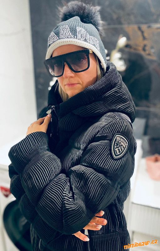 ČERNÝ LUXUSNÍ PÉŘOVÝ KABÁT BLAUER OVERSIZE!