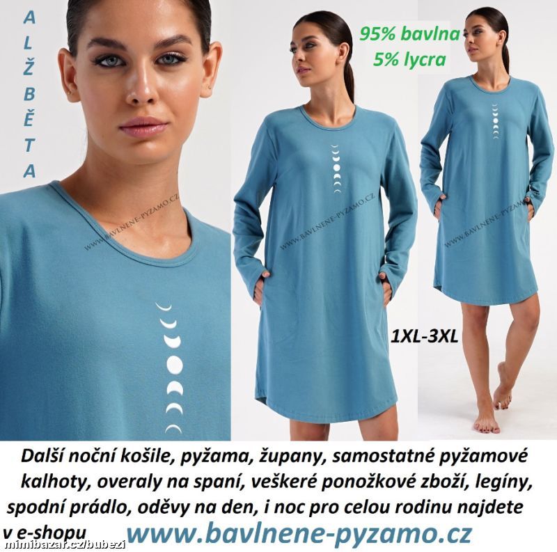 Dámská noční košile s dlouhým rukávem ALŽBĚTA