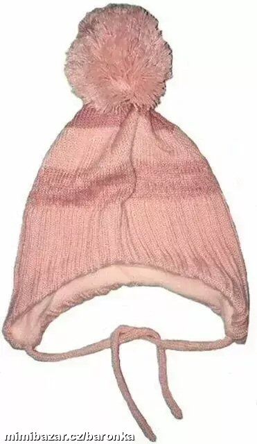 Růžová čepice, pruhy & bambule / kulich, vel. 2-6m