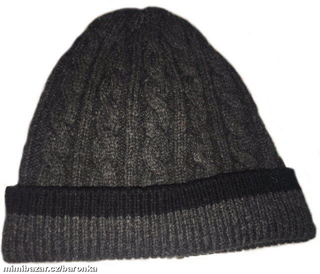 Šedá pletená čepice - plastický vzor, vel. 1½-4y