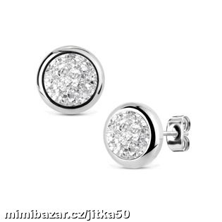 Ocelové náušnice DRUZY Crystal SKLADEM