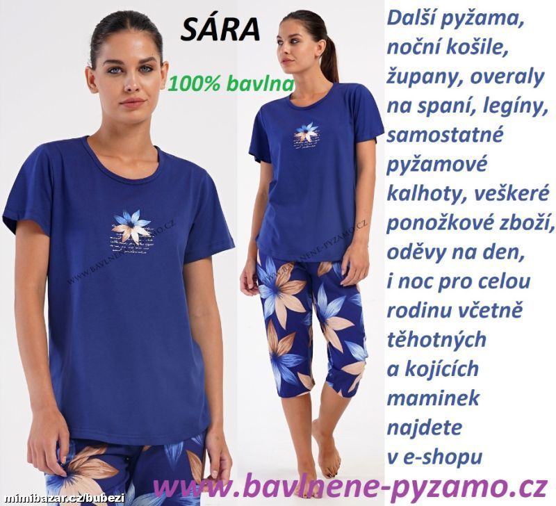 Dámské pyžamo krátké rukávy 3/4 kalhoty SÁRA