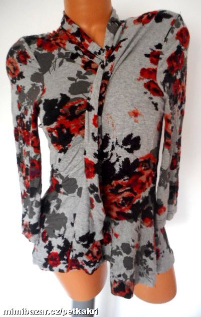 šedý květovaný kardigan uk 16