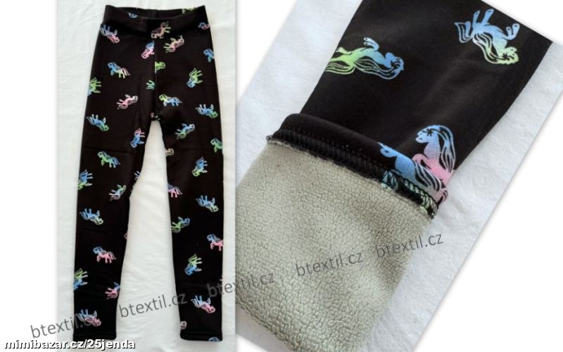 Oteplené legíny kalhoty s plyšem 98-164 pony