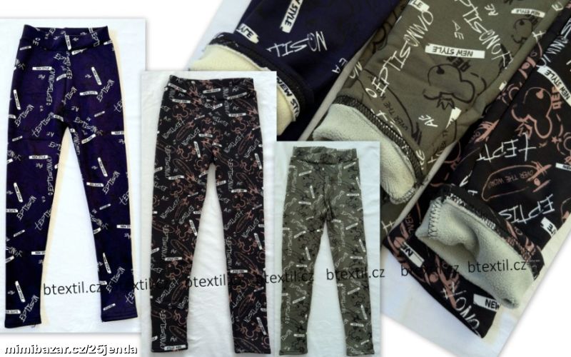 Oteplené legíny kalhoty s plyšem 98-164