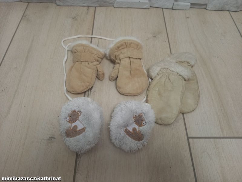 3x zimní dětské rukavice, vel. 50-68