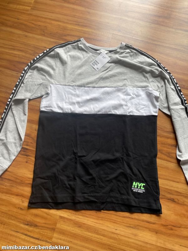 Tričko dlouhý rukáv pruhy H&M 158/164