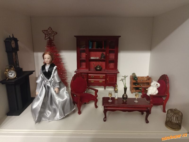 Obývací pokoj panenka miniatury nábytek sběratele