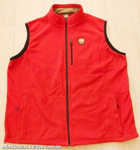 Červená fleesová vesta, regulace dole, v. 3XL