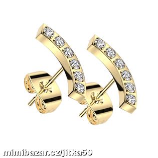 Zlacené ocelové náušnice se zirkony SKLADEM