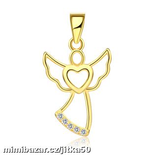 Zlacený stříbrný přívěsek andílek SKLADEM