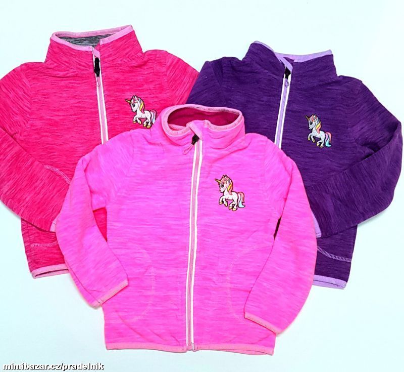 Dívčí flees. mikina Kugo s jednorožcem vel.98-122