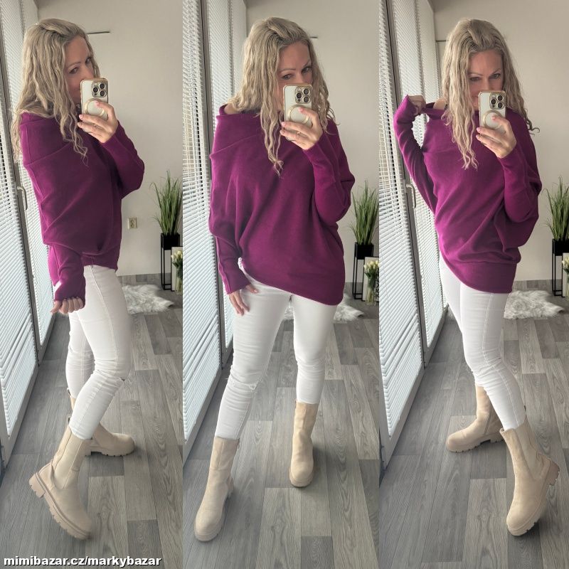 Svetr nebo pončo s asymetrickým střihem