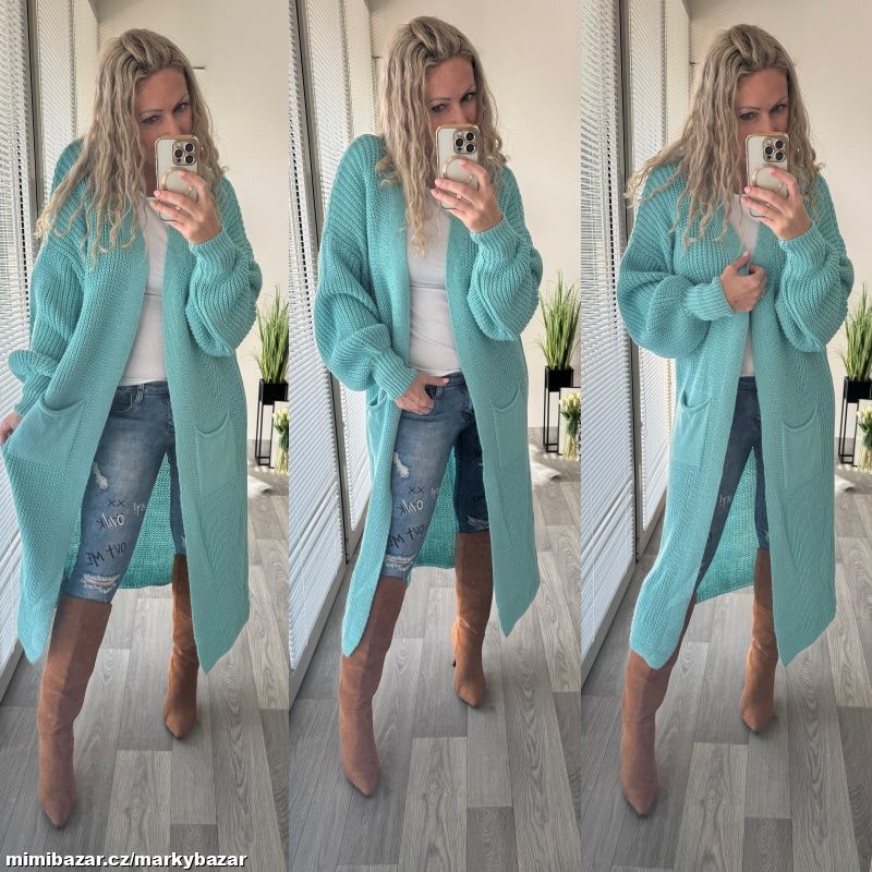 Dlouhý pletený kardigan