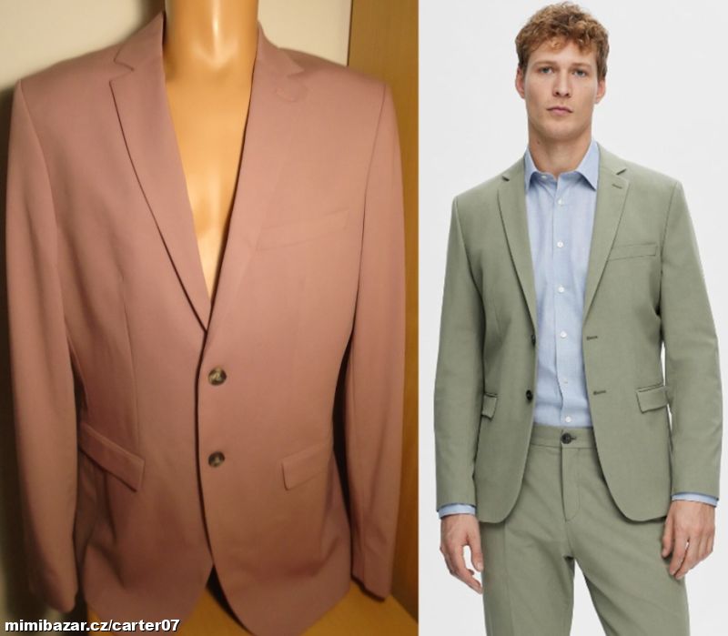 Pánské nové slim růžové sako Selected/98-M/2x54cm