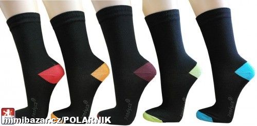 Dámské ponožky s barevnou špicí a patou 5 párů