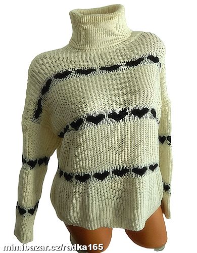 Modní srdíčkový žebrovaný rolák vel.42/44