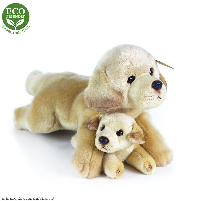 *** PLYŠOVÝ LABRADOR S MLÁDĚTEM 25cm ležící ***