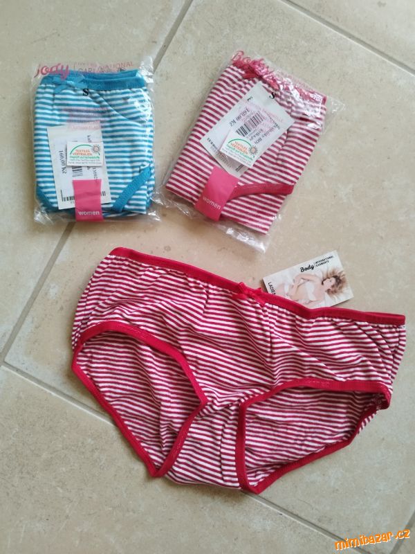 Spodní kalhotky pruhovanè, bílo-červené a tyrkysové