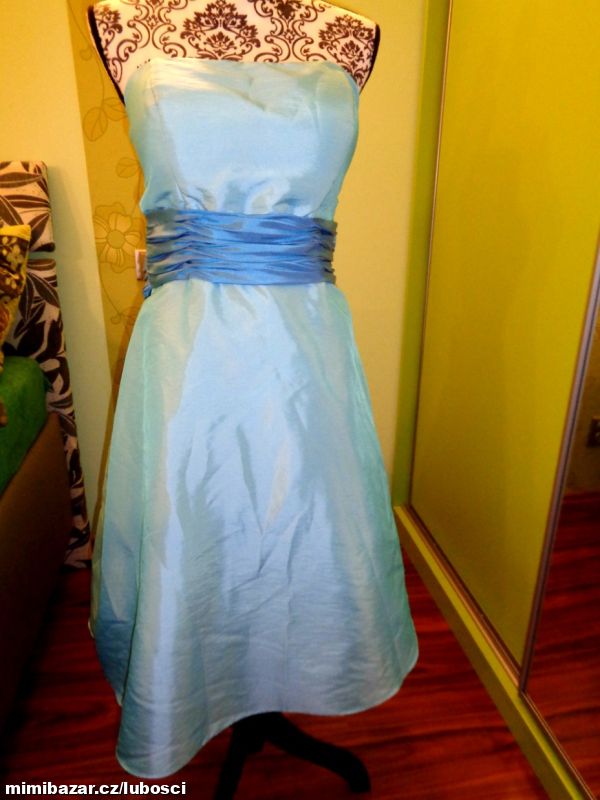 Luxusní tyrkysové společenské šaty 42/44