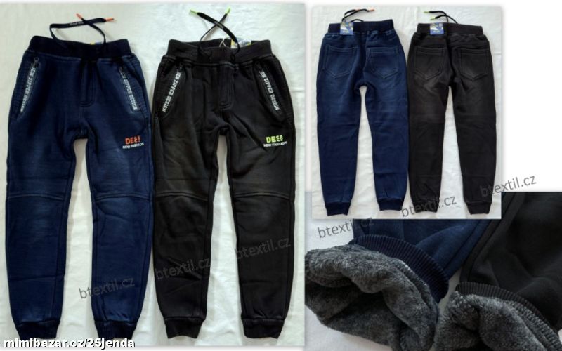 Oteplené džínové tepláky - kalhoty