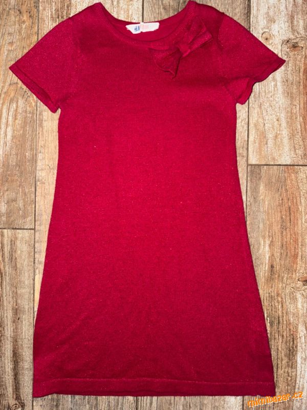 Úpletové šaty červené vel. 134/140