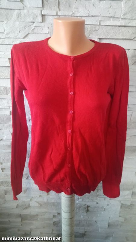 Červený propínací svetr Primark, vel.S