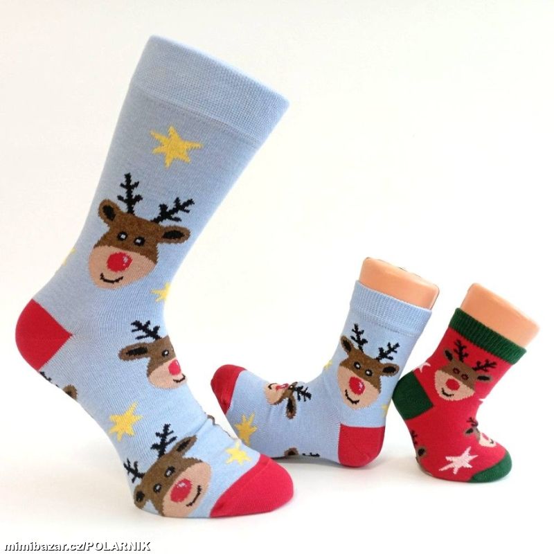Veselé vánoční ponožky s roztomilým sobíkem