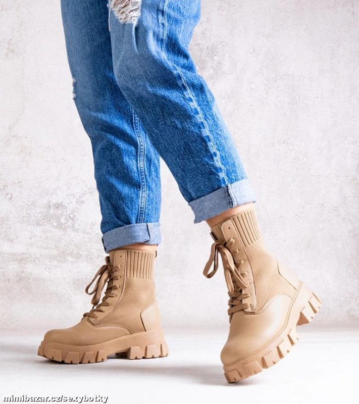 Podzimní kotníčkové béžové kozačky36, 37, 38, 39, 4041
