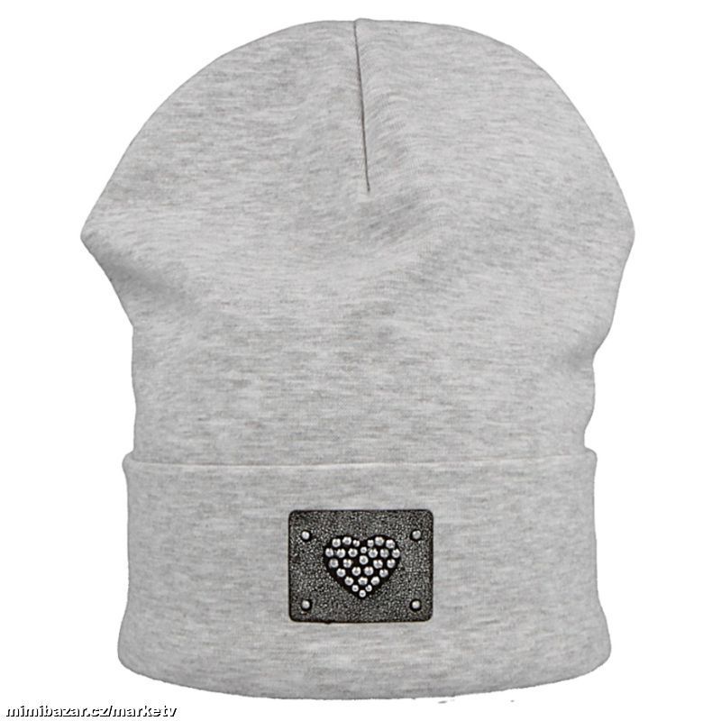 Bavlněná čepice RDX světle šedá srdce 0625