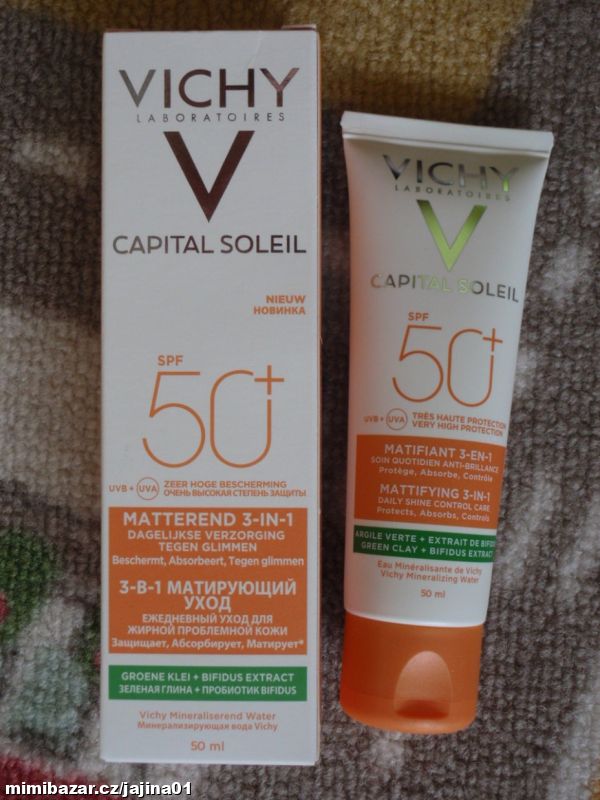 Vichy Capital Soleil SPF50 + krém 3v1 zmatňující.