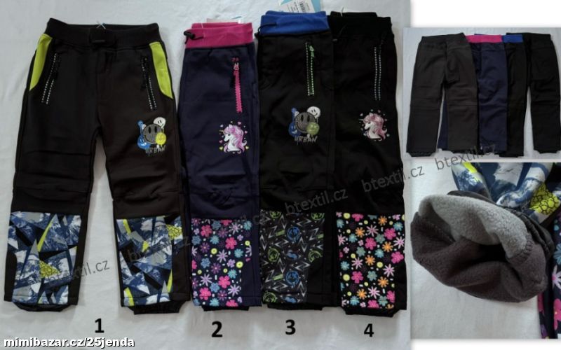 Softshellové oteplené kalhoty 104-134