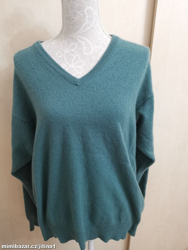 kašmírový svetr zelený vel L - XL