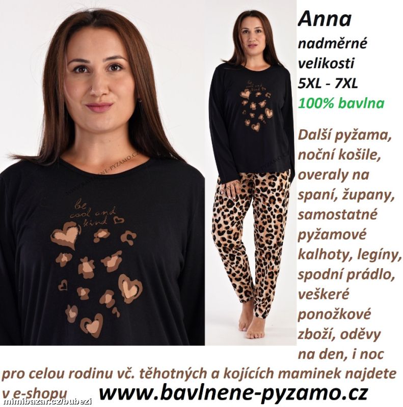 DÁMSKÉ PYŽAMO DLOUHÉ - ANNA - NADMĚRNÉ VELIKOSTI
