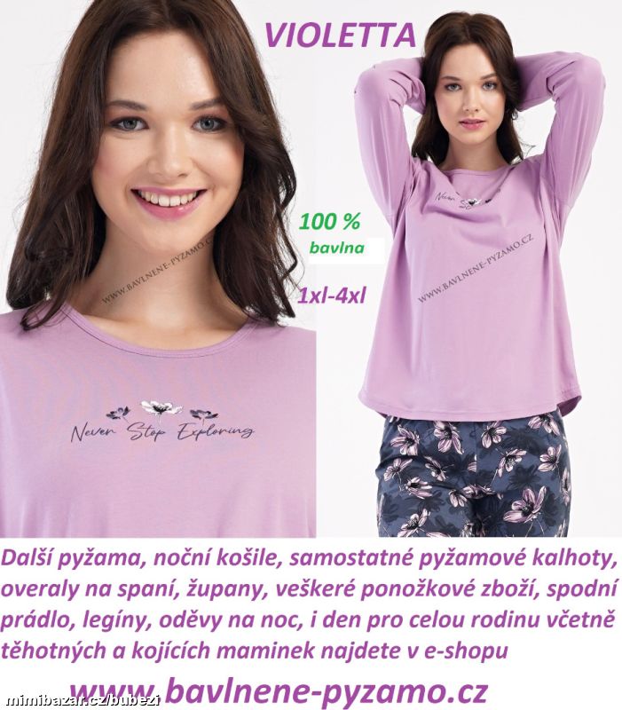 Dámské pyžamo dlouhé VIOLETTA - nadměrné velikosti