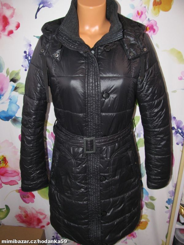 Dámský zimní prošívaný kabát, parka s kapucí